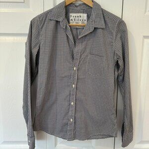 Frank and Eileen Burgundy & Blue Gingham Barry Long Sleeve Shirt Small Cotton